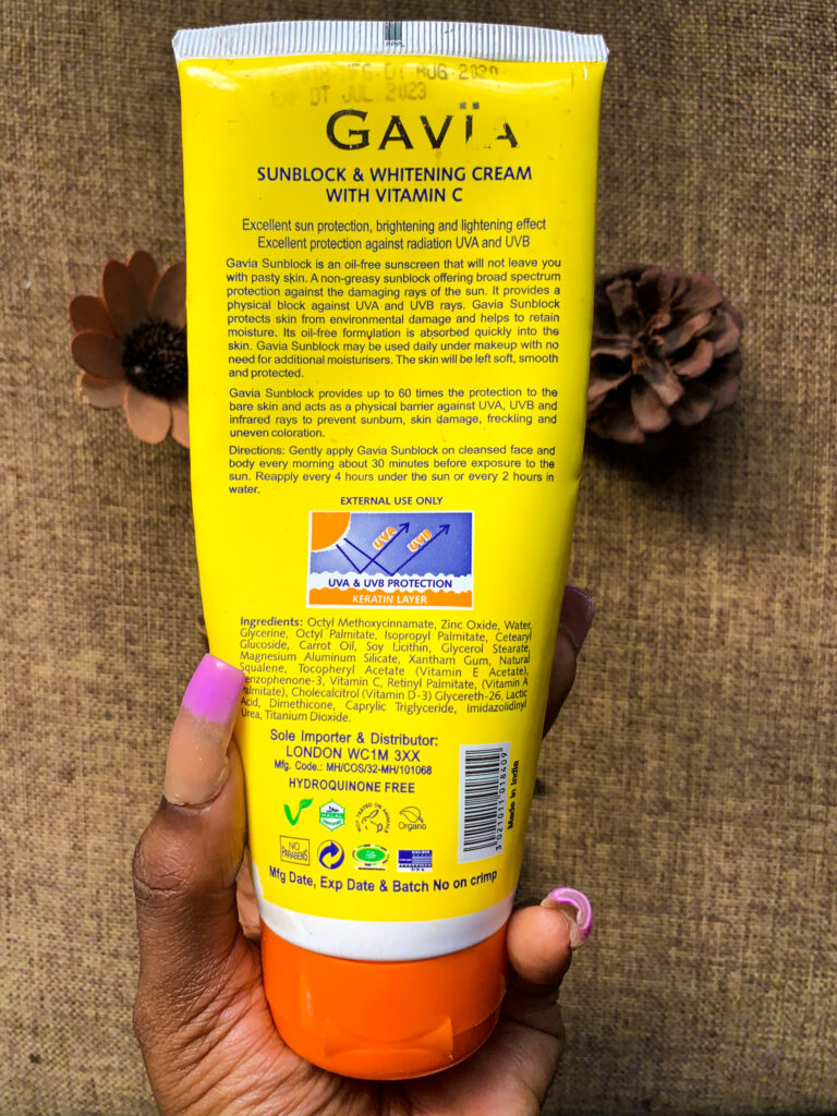 gavia sunblock and whitening cream review