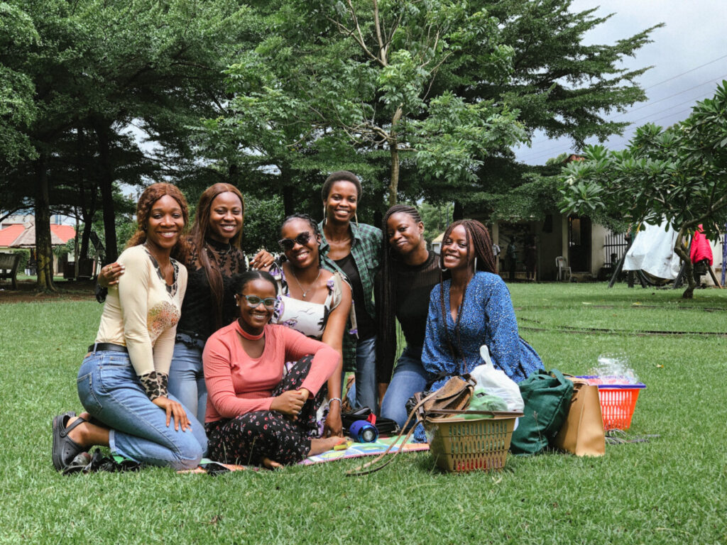 Iruoma and her friends at the Ndubuisi Kanu park