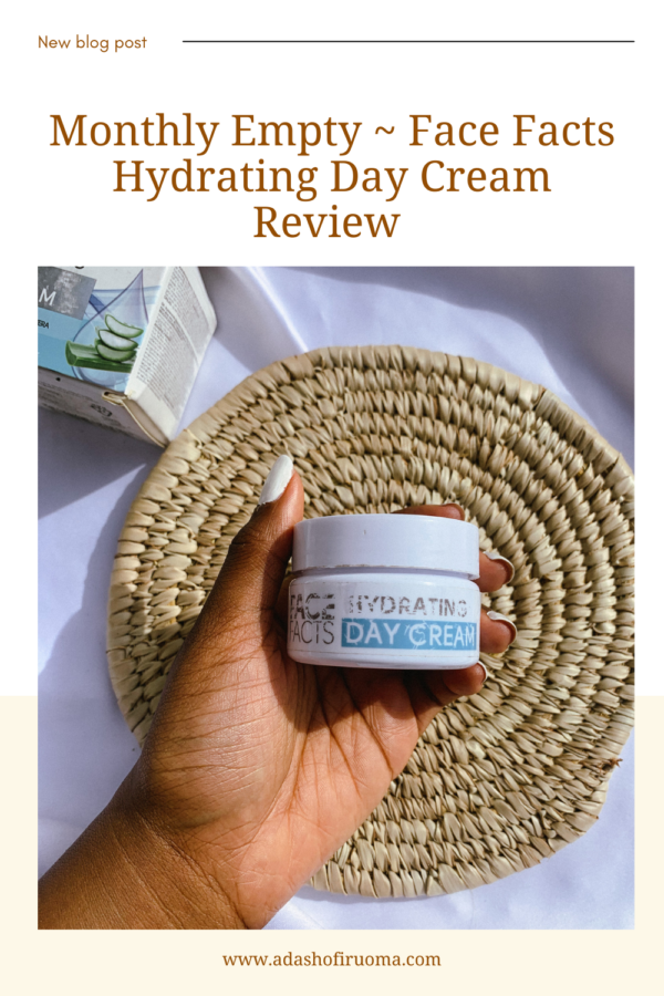 A Pinterest Pin image showing the face facts hydrating day cream review