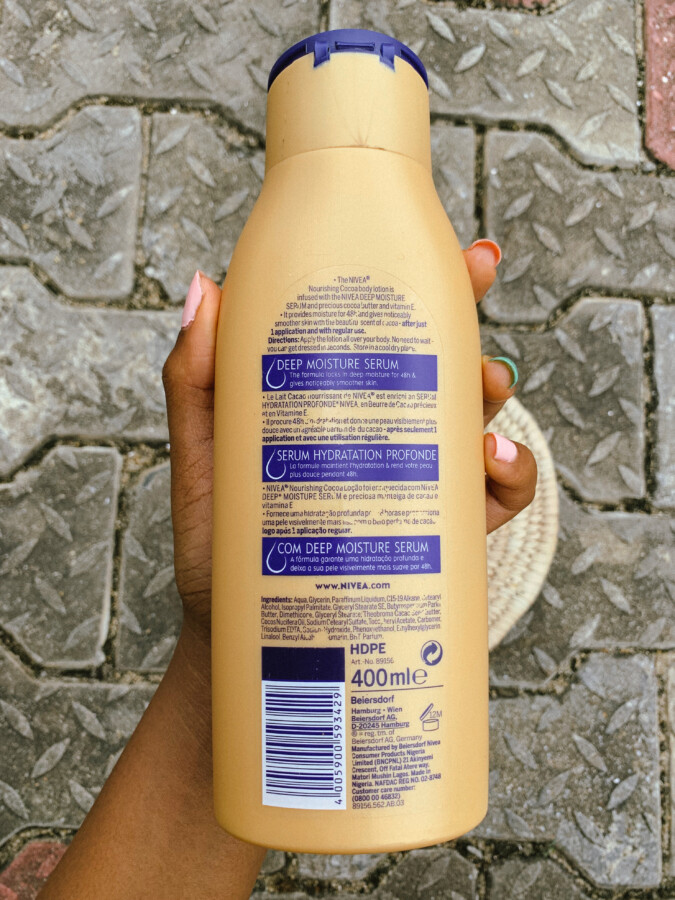 Nivea nourishing cocoa butter body lotion ingredient list