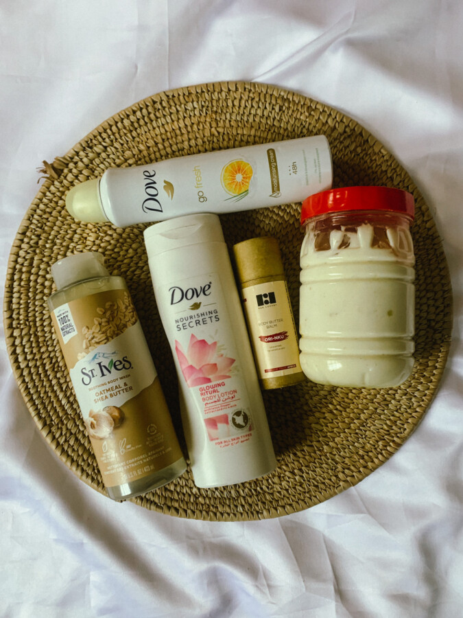 Body-skincare-routine-products-used-by-blogger-Iruoma