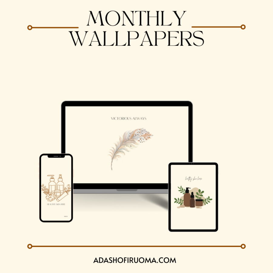 Beige digital mockup of Beauty blogger Iruoma's October wallpapers