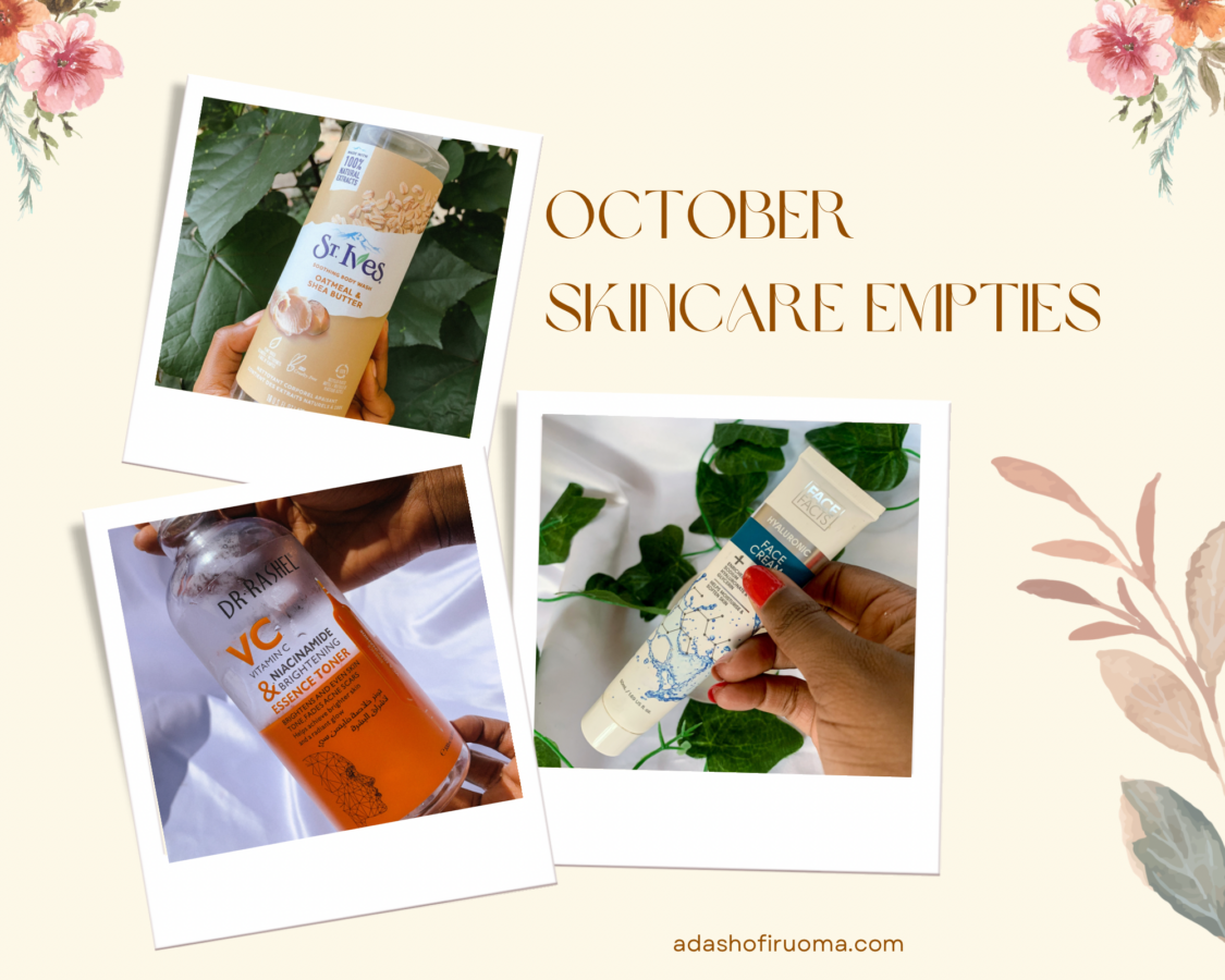 October skincare empties and reviews by beauty blogger Iruoma Osonwa
